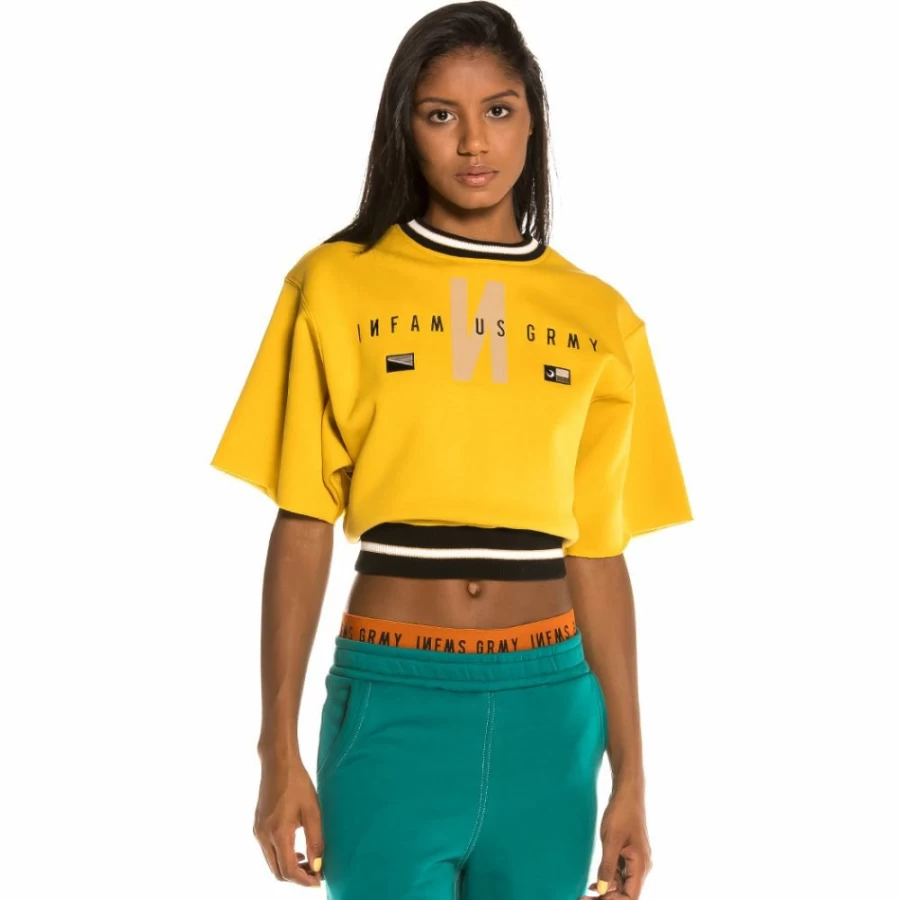 Grimey Marauder Fleece Crop Top for Girls | Mustard Color | FW20 Collection