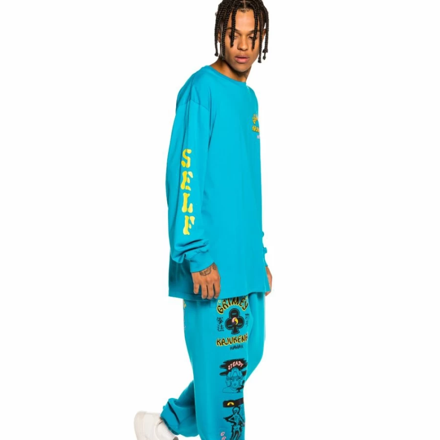 Grimey "Destroy All Fear" Long Sleeve T-Shirt - Blue - Fall 2021 Collection
