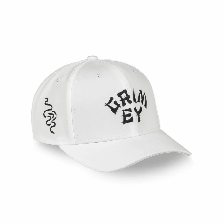 Grimey Lucky Dragon Snapback Hat with Curved Visor - White - Spring Summer 2024 Collection