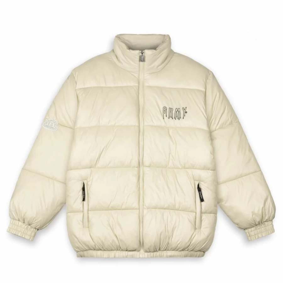 Grimey Back At You Puffer Jacket - Cream Winter Coat - FW23 Collection