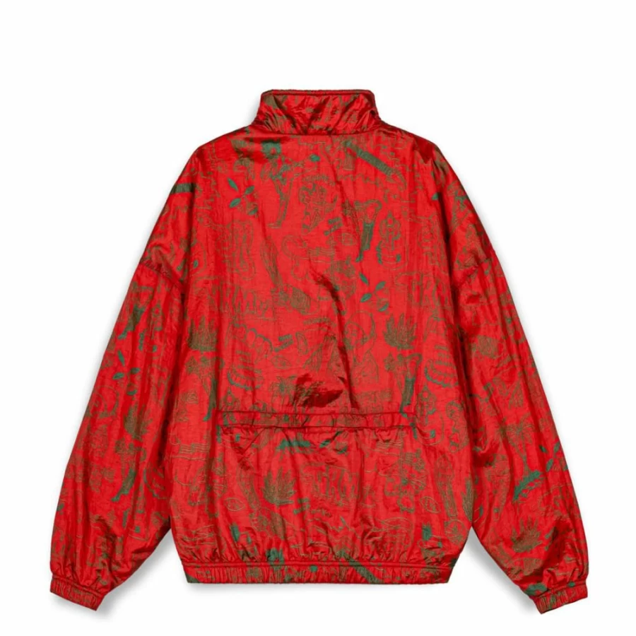 Grimey Satin Red Track Jacket - Spring 2023 Collection - Lightweight Athletic Zip-Up