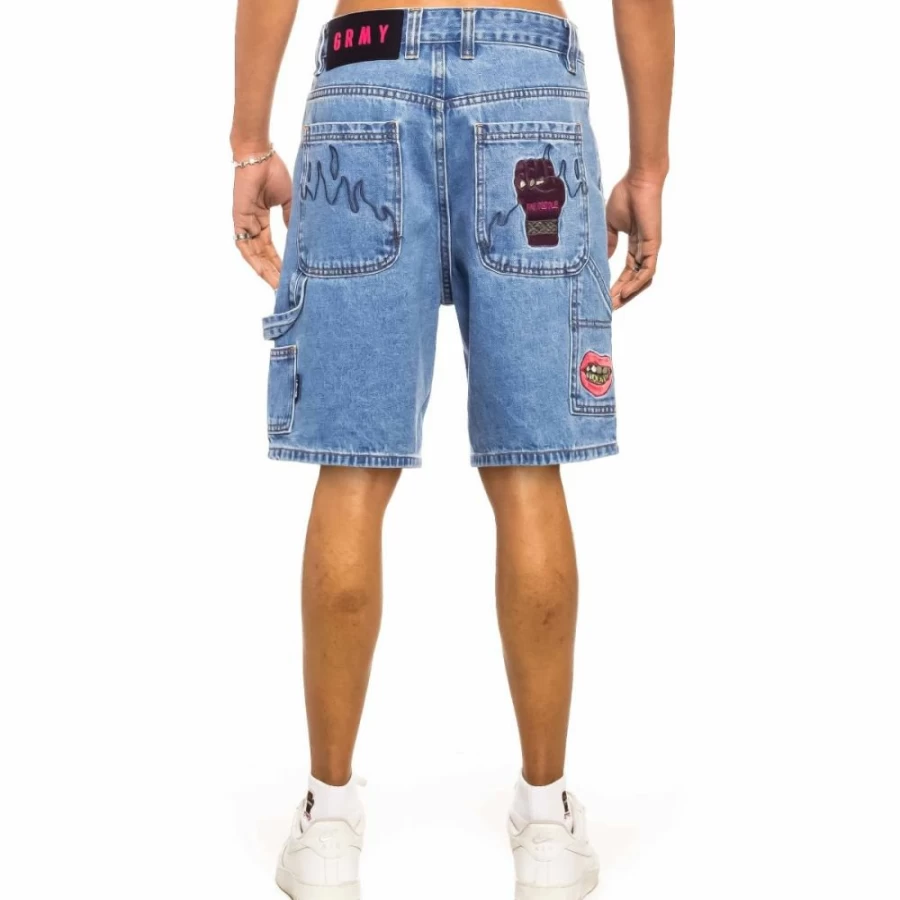 Grimey Washed Blue Denim Shorts - Day Dreamer High Waisted Shorts for Women - Spring 2022 Casual Wear