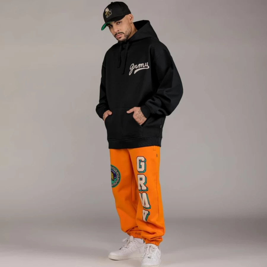 Grimey Hive Heavyweight Hoodie and Sweatpants Set - Black Orange Hip Hop Streetwear Fall 2022 Collection