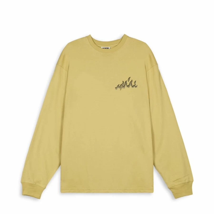 Grimey Burn In Flames Long Sleeve Tshirt - Khaki Color - Spring Summer 2024 Collection