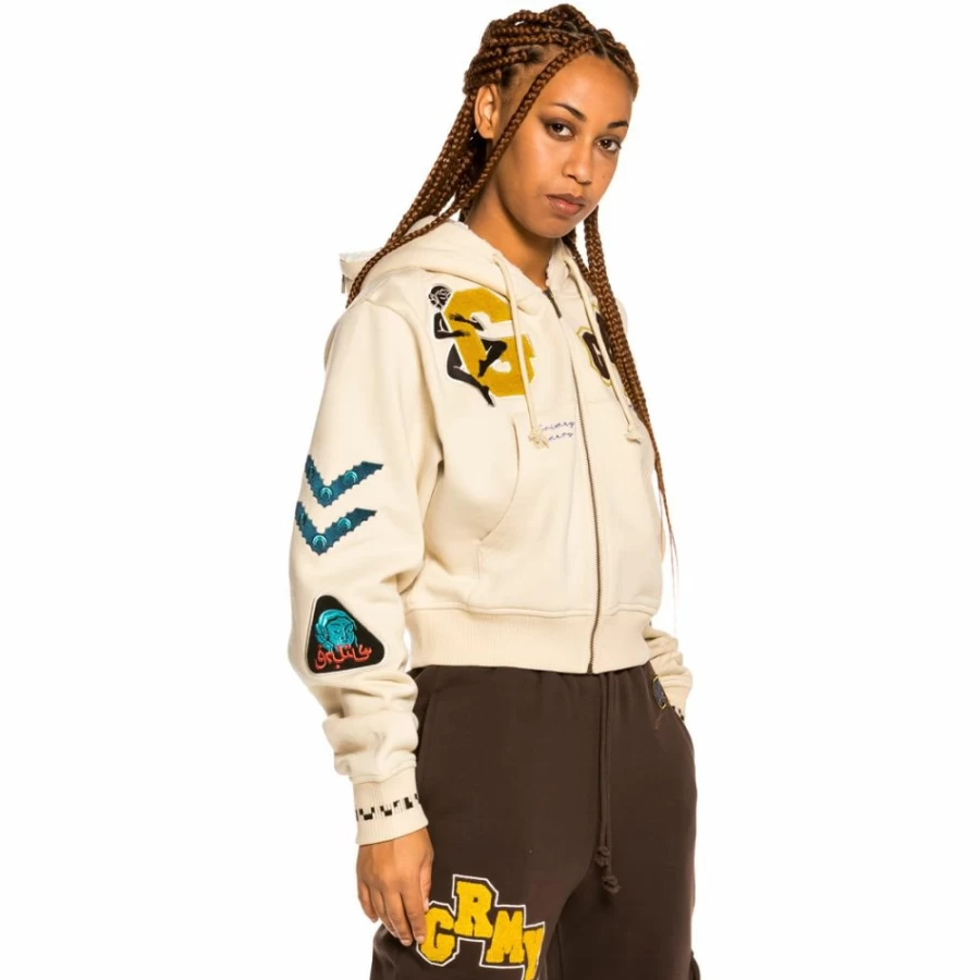 Grimey Singgang Junction Girl's Sand Color Zipper Hoodie - Fall 2021 Collection