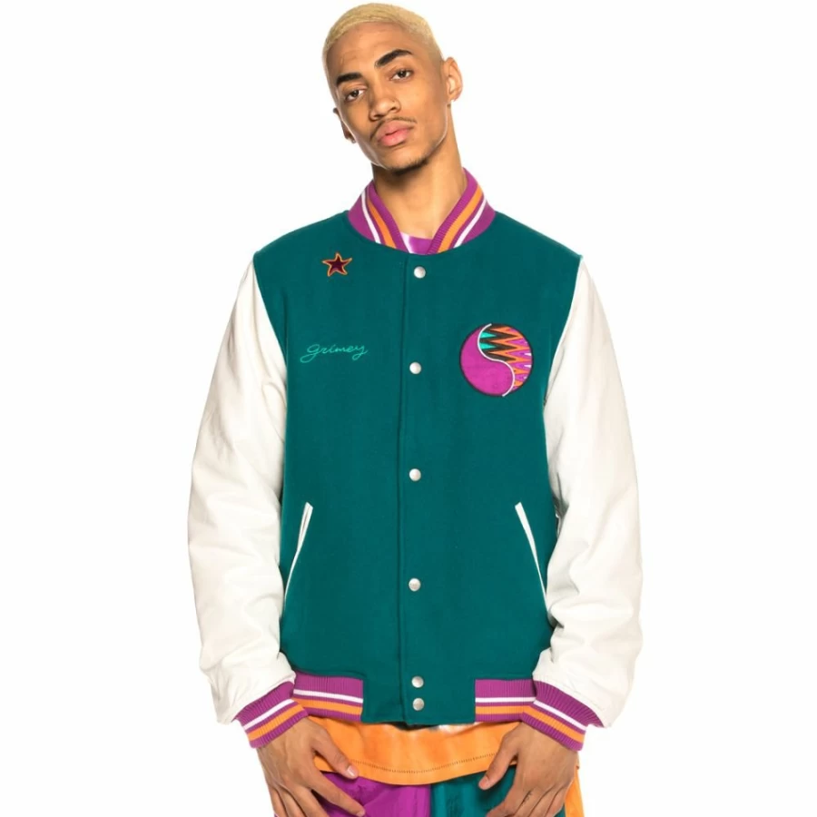 Grimey Baseball Jacket SS20 Green - Stylish Vintage-Inspired Outerwear for Men