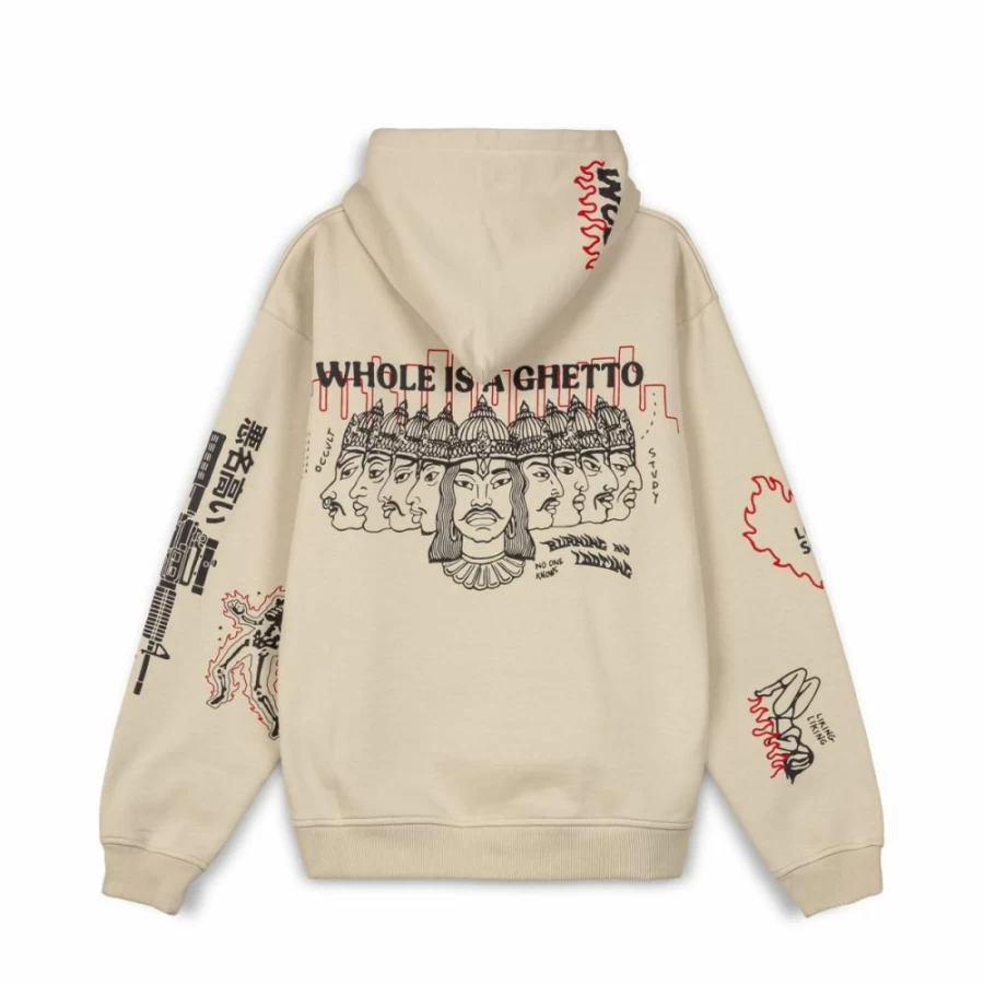 Grimey Vintage Hoodie with Wide Hole Design - Cream Color - FW23 Collection