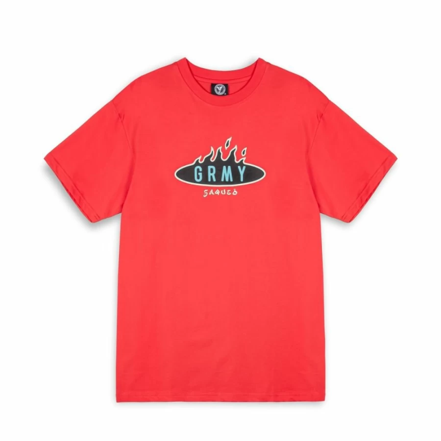 Grimey Burn In Flames Red T-Shirt - Regular Fit Cotton Tee - SS24 Collection
