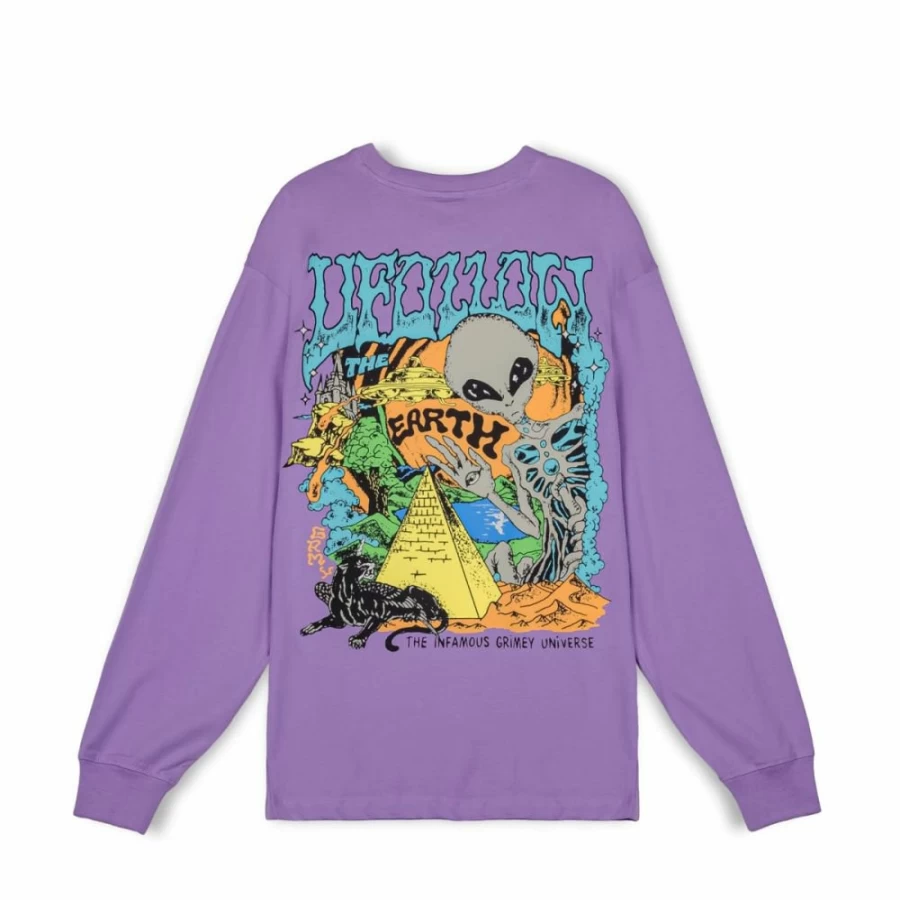 Grimey Ufollow Long Sleeve T-Shirt for Men & Women - Lilac Purple Casual Top for Spring Summer Fashion