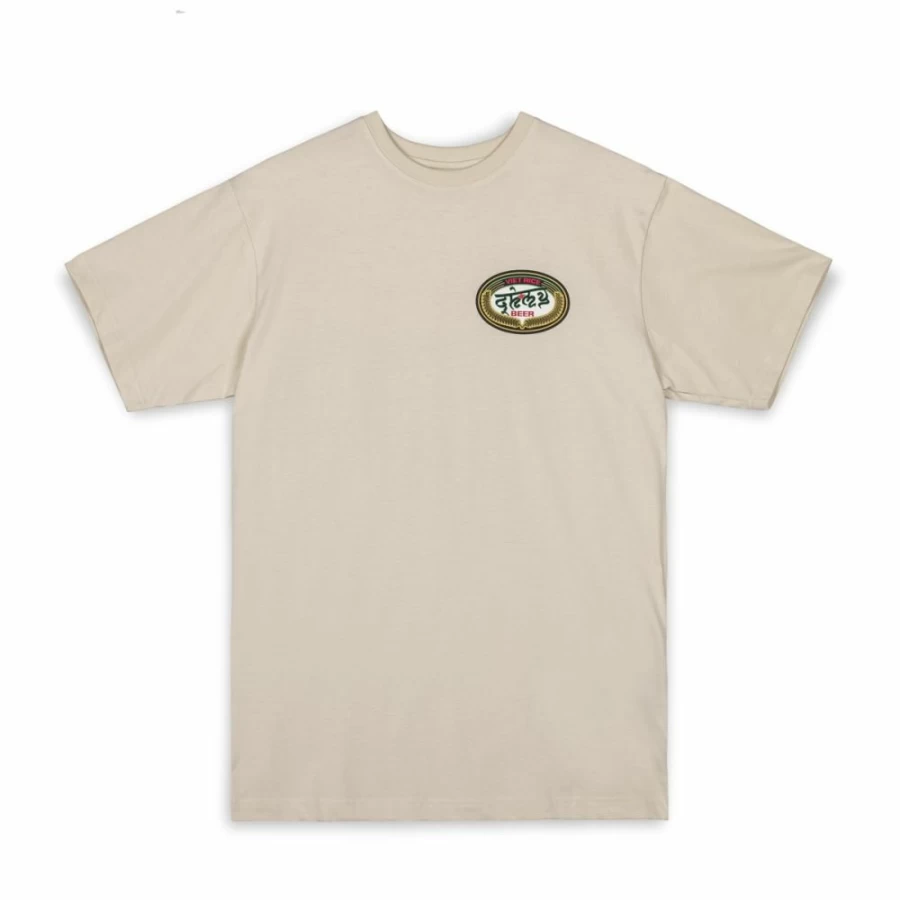 Grimey Viet Cong Beer Graphic T-Shirt - Cream Cotton Tee - Summer 2023 Collection