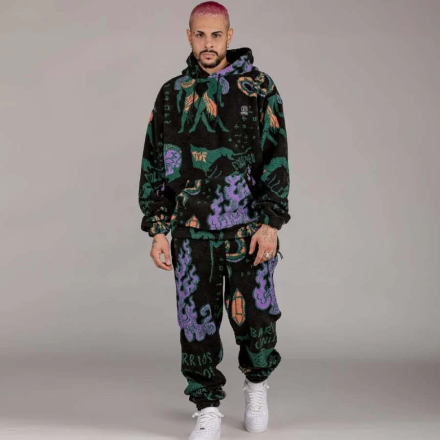 Grimey Lost Boys Sherpa Pack Pant and Hoodie Set - Black - Winter 2022 Collection