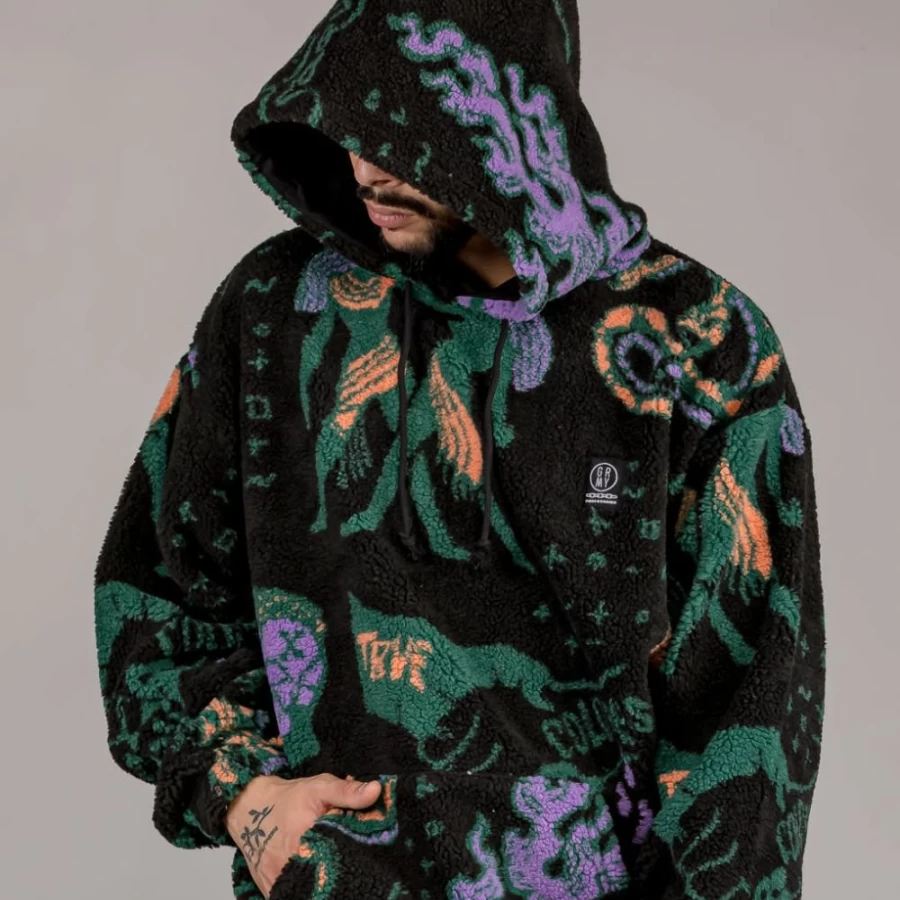 Grimey Lost Boys Sherpa Pack Pant and Hoodie Set - Black - Winter 2022 Collection