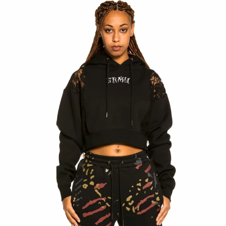 Grimey Jazz Thing Girl Lace Hoodie - Black Women's Streetwear Fall 2021 Fashion