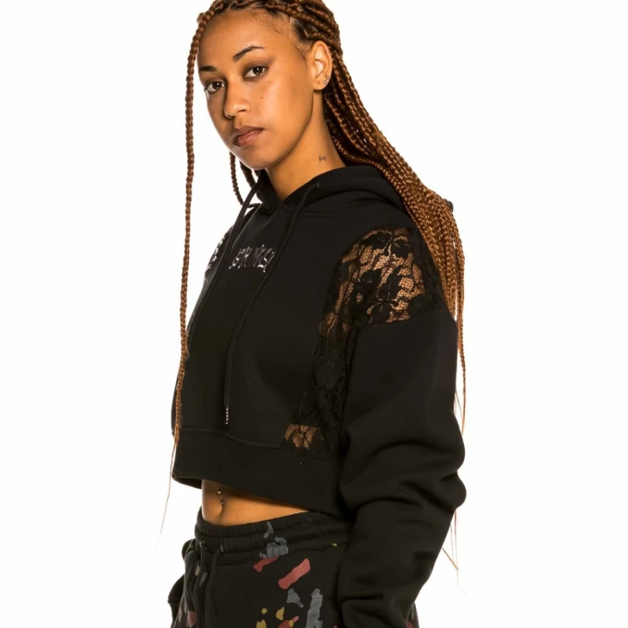 Grimey Jazz Thing Girl Lace Hoodie - Black Women's Streetwear Fall 2021 Fashion