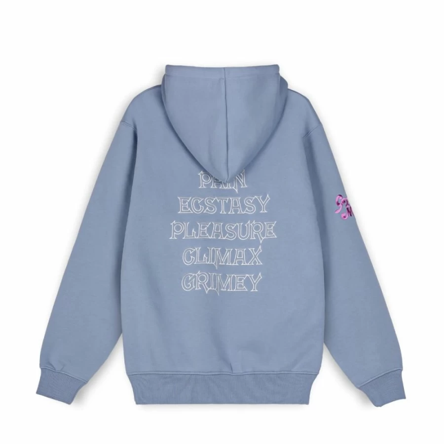 Grimey Westbound Hoodie Blue - Men's Streetwear Pullover Sweatshirt Fall 2022 Collection