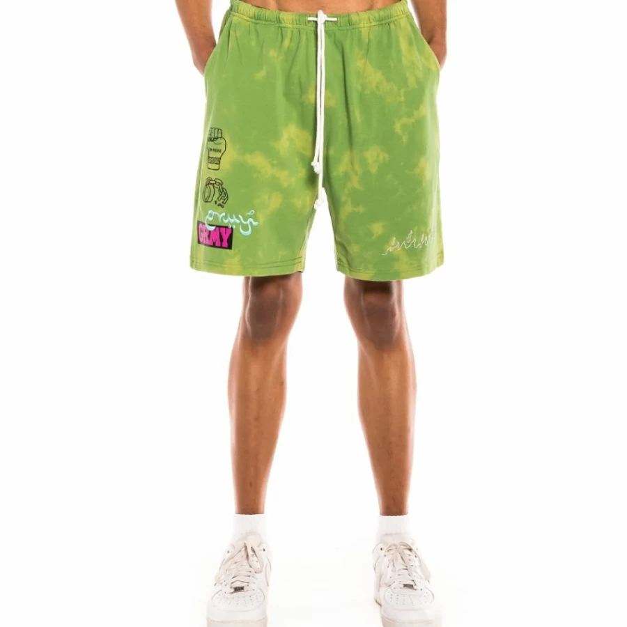 Grimey Bleached Green Day Dreamer Sweatshorts - Comfortable Casual Shorts for Spring Summer