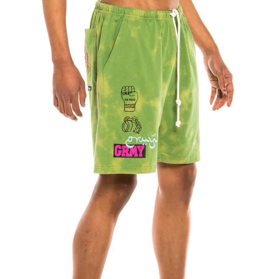 Grimey Bleached Green Day Dreamer Sweatshorts - Comfortable Casual Shorts for Spring Summer
