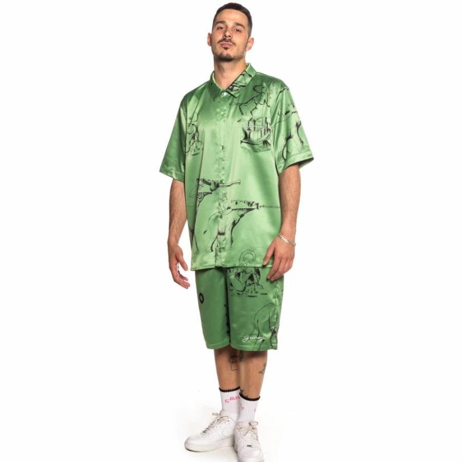 Grimey "Hope Unseen Vimana" Green Shorts and Shirt Set - Summer 2021 Collection