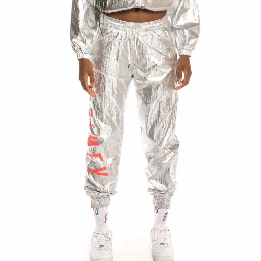 Grimey Planete Noir Girl Track Pants Fw19 Silver - Stylish Women's Joggers by Grimey