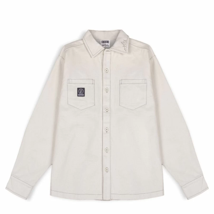 Grimey Snow Fox White Long Sleeve Canvas Shirt - Winter 2022 Collection