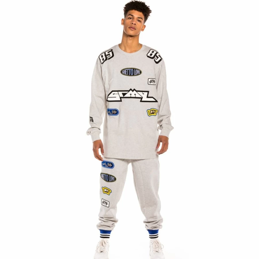 Grimey Arch Rival Long Sleeve T-Shirt - Sport Grey - Men's Streetwear Fashion 2022