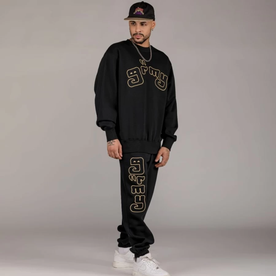 Grimey Lust Mantra Black Pant and Sweatshirt Set - Fall 2022 Collection