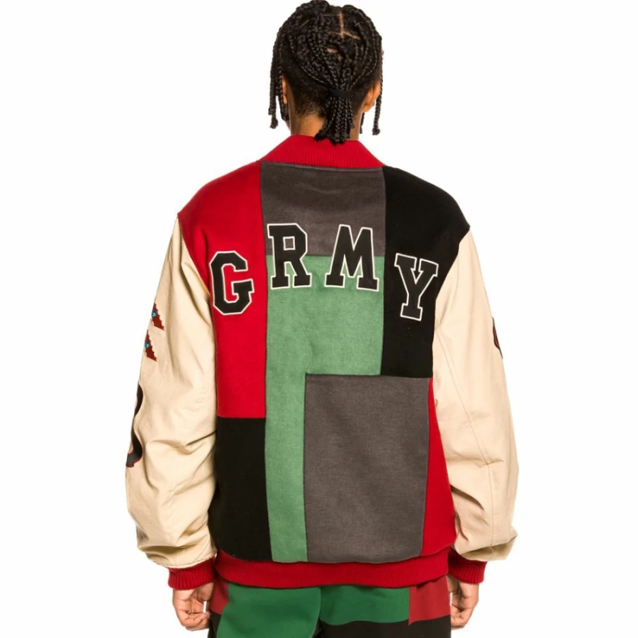 Grimey Wool Baseball Jacket "Singgang Junction" - Green Fall 2021 Outerwear