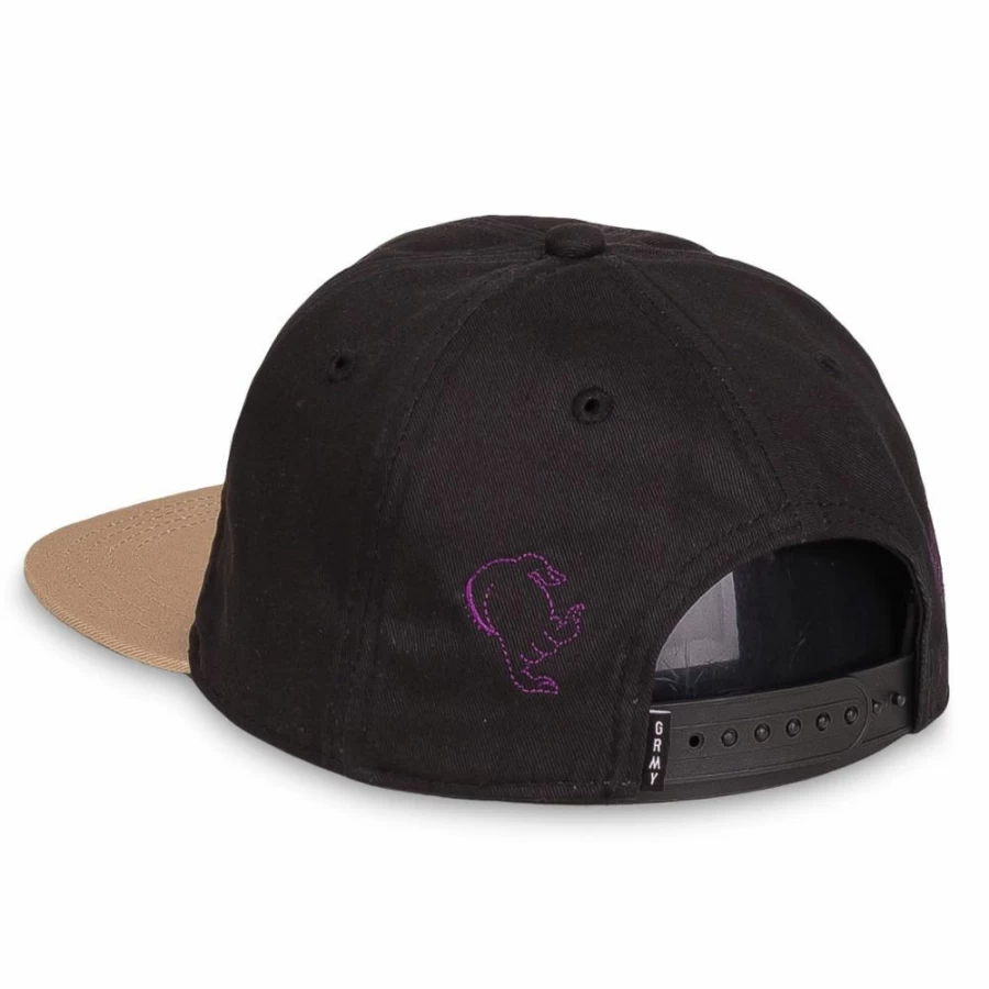 Grimey Black Curved Visor Cap "Lust Mantra" - Stylish Hip-Hop Hat for Men & Women - Fall 2022 Collection