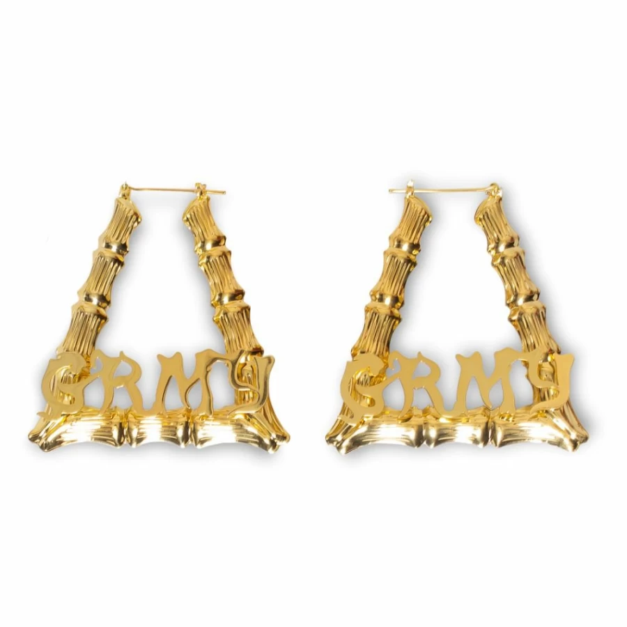 Grimey Golden Jazz-Inspired Earrings - Trendy Fall 2021 Music Jewelry
