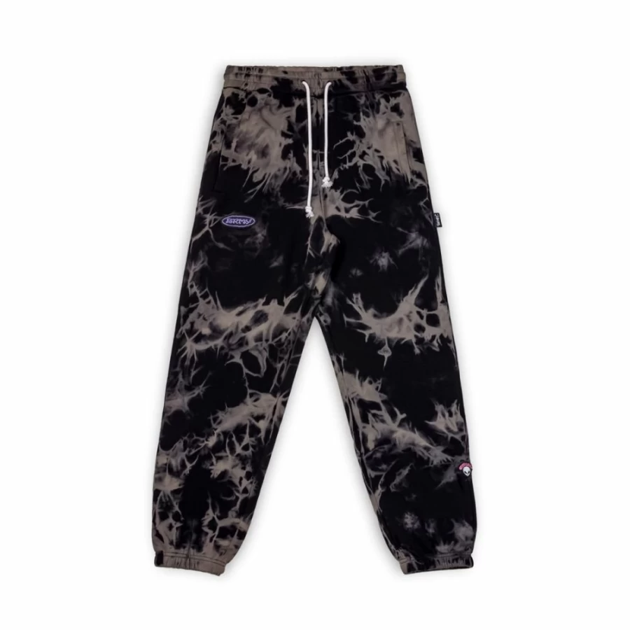 Grimey Ufollow Bleached Sweatpant - Black Distressed Joggers for Men | Spring 2023 Collection