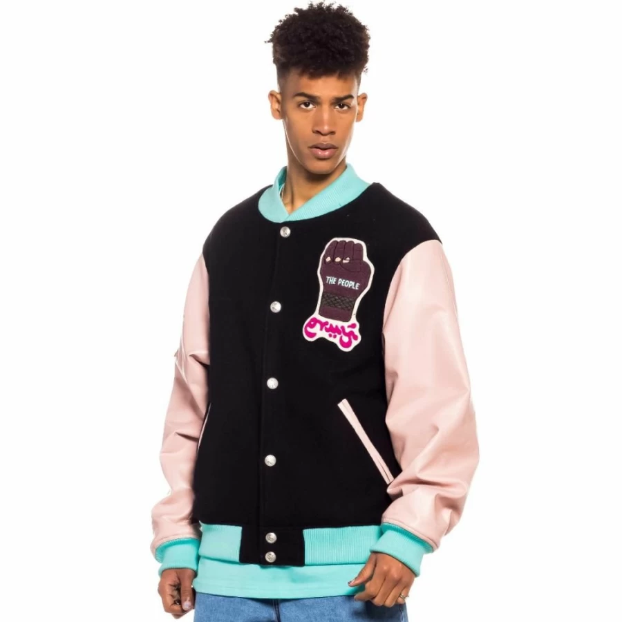 Grimey Black Wool Baseball Jacket "Day Dreamer" - Spring 2022 Collection