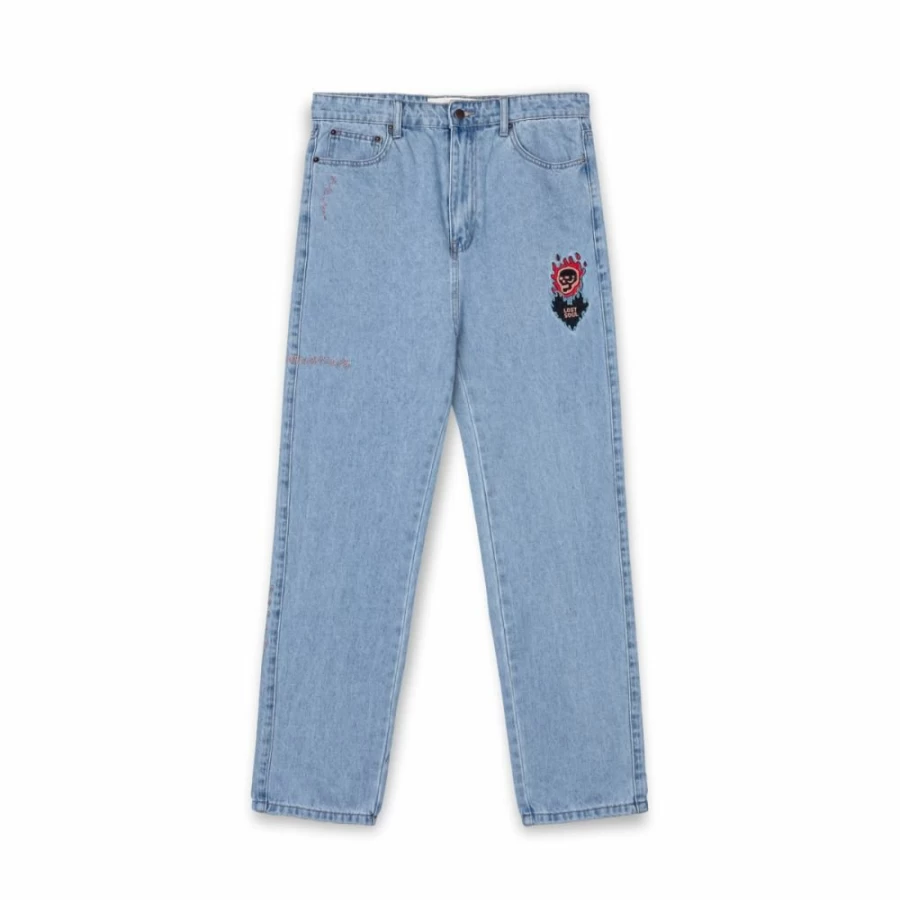 Grimey The Sweet Burn Regular Fit Washed Blue Denim Jeans for Men FW23 Collection