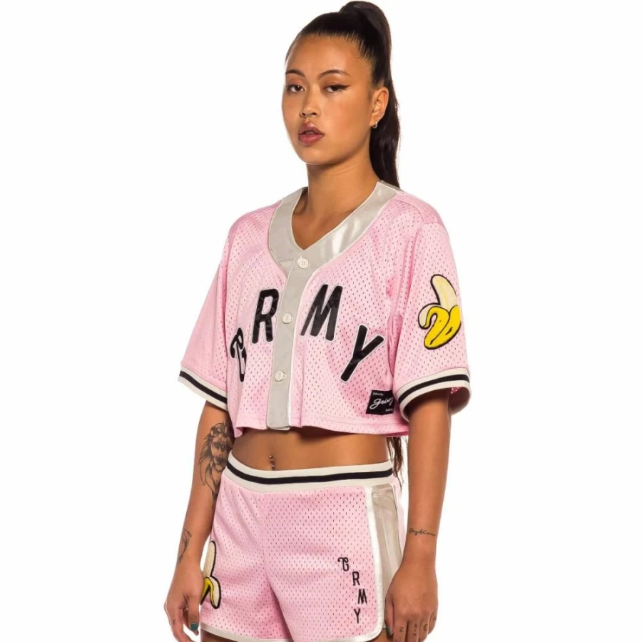 Grimey Pink Jungle Punch Mesh Crop Baseball Jersey - Spring 2022 Collection