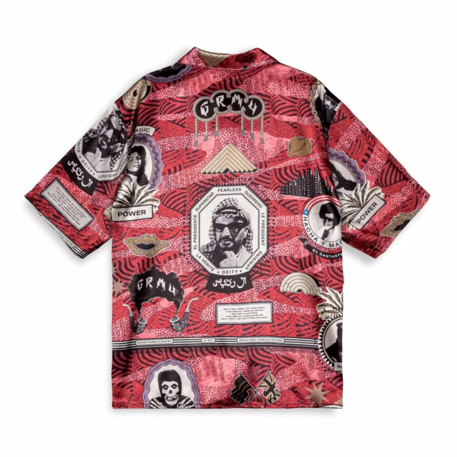 Grimey Supastar Satin Shirt for Men - Red Casual Shirt - SS24 Collection - Trendy Streetwear Top