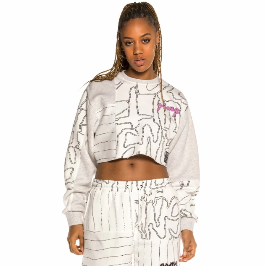 Grimey Strange Fruit All Over Print Crop Crewneck T-Shirt - Spring 2021 Collection - White