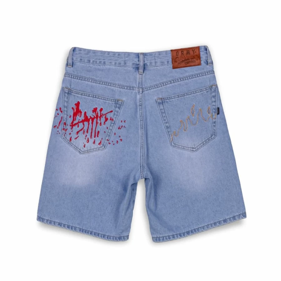 Grimey Washed Light Blue Tough Shorts - Durable Men's Shorts for Spring Summer 2023