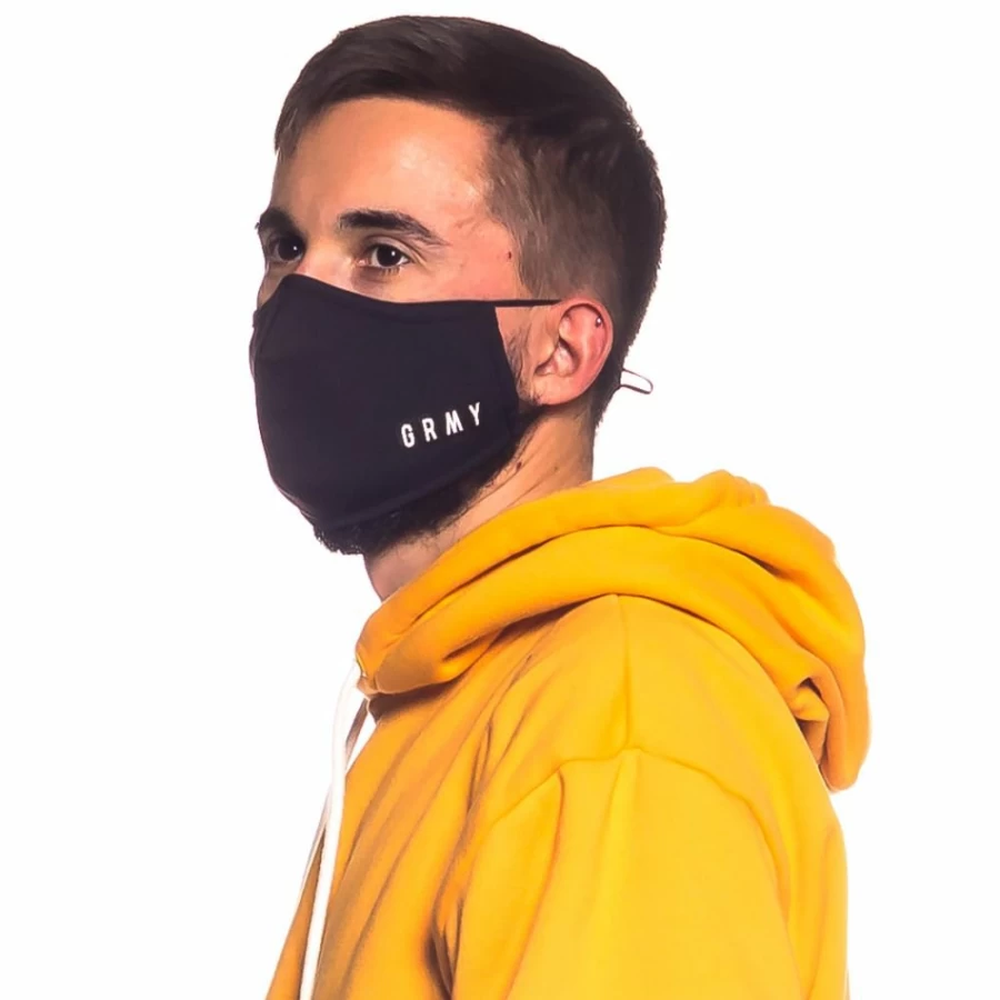 Grimey FW20 Black Box Logo Face Mask - Stylish & Comfortable Protective Cover
