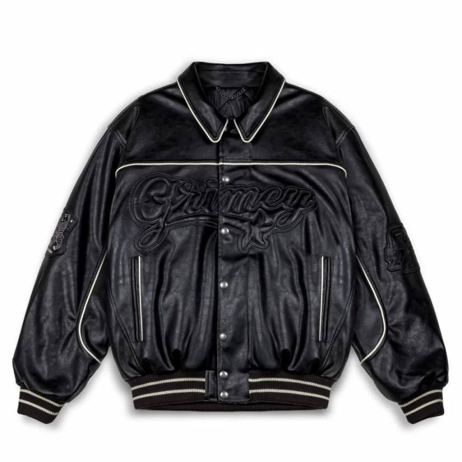 Grimey Madrid Black PU Leather Jacket - Men's & Women's Stylish Outerwear for Fall Winter 2023
