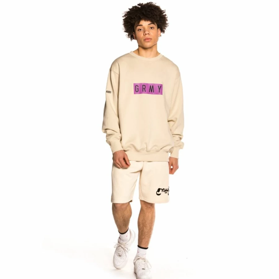 Grimey "Frenzy" Crewneck Sweatshirt - Sand Color Casual Pullover - Summer 2021 Collection