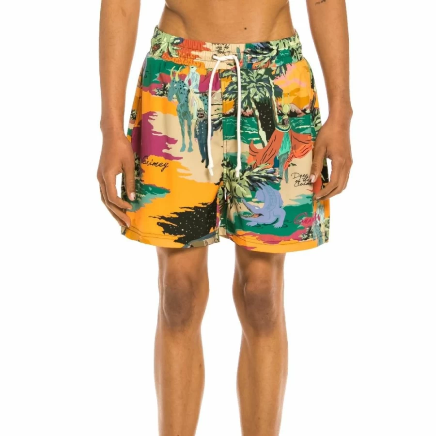Grimey Yellow Swimming Shorts - Ocean Gateways Design - Men's Summer Beach Shorts 2022
