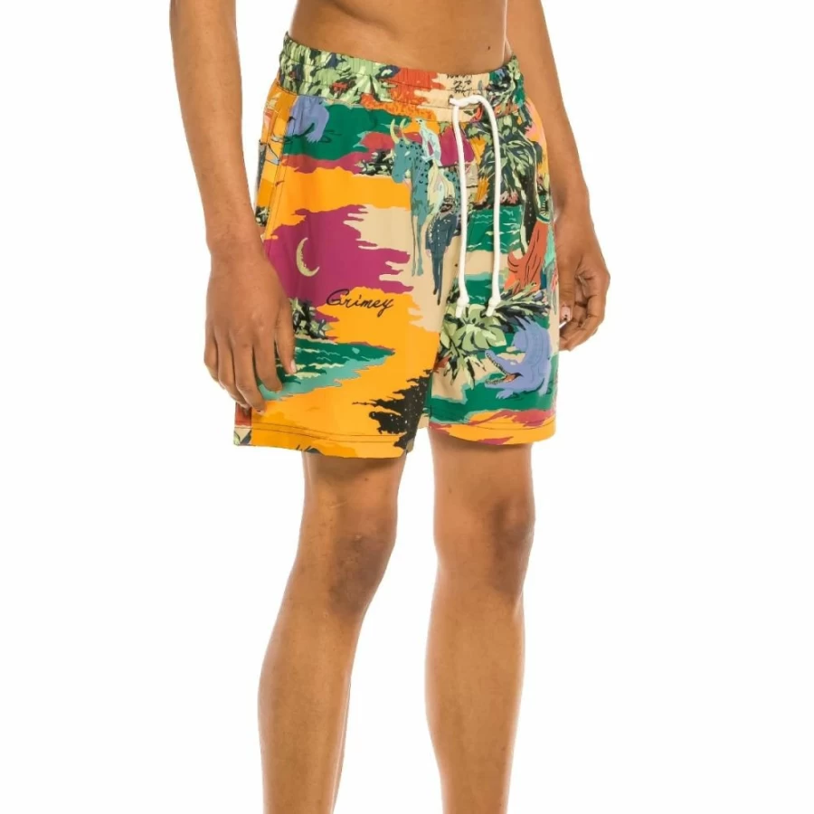 Grimey Yellow Swimming Shorts - Ocean Gateways Design - Men's Summer Beach Shorts 2022