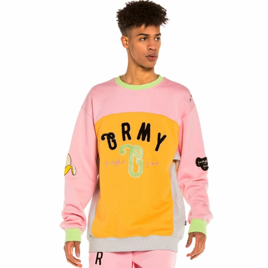 Grimey "Jungle Punch" Bicolor Crewneck Sweatshirt - Pink, Unisex Hoodie, Streetwear Fashion, Spring Collection 2022