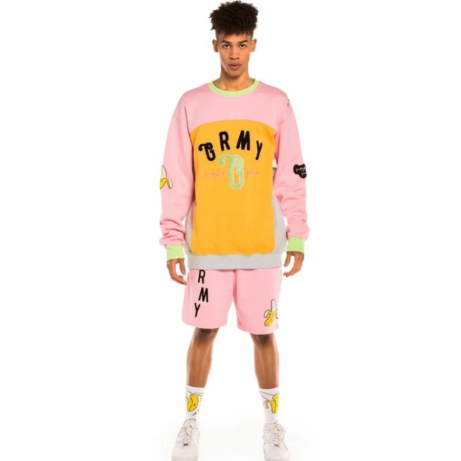 Grimey "Jungle Punch" Bicolor Crewneck Sweatshirt - Pink, Unisex Hoodie, Streetwear Fashion, Spring Collection 2022