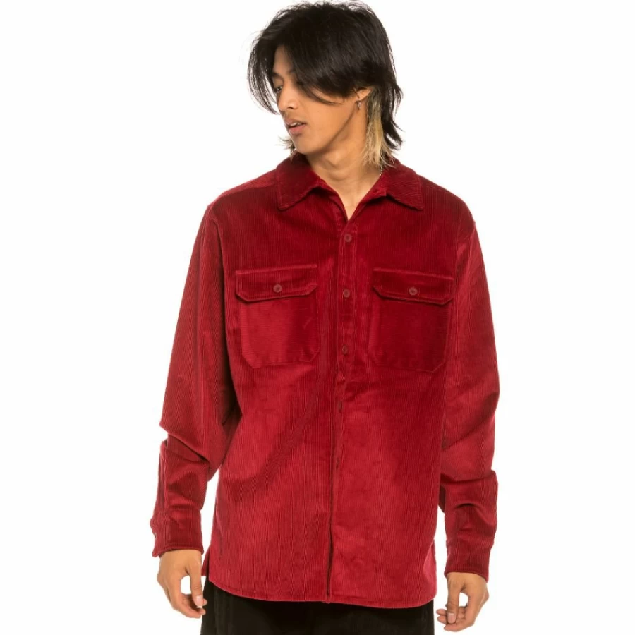 Grimey Red Corduroy Long Sleeve Shirt - Aged Rum Color - Winter 2021 Collection