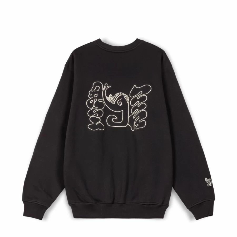 Grimey Vintage Tusker Temple Black Sweatshirt - FW23 Retro Streetwear Hoodie