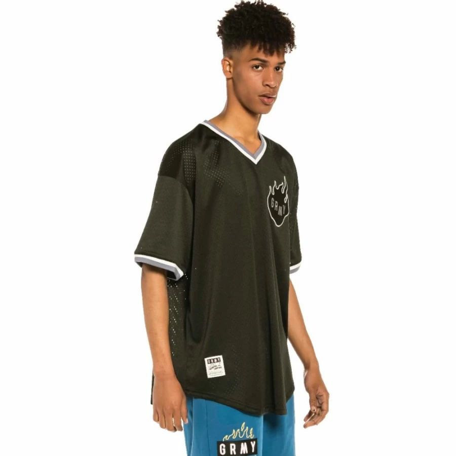 Grimey Trespass Mesh V-Neck T-Shirt for Men - Summer 2022 Collection - Breathable Casual Tee