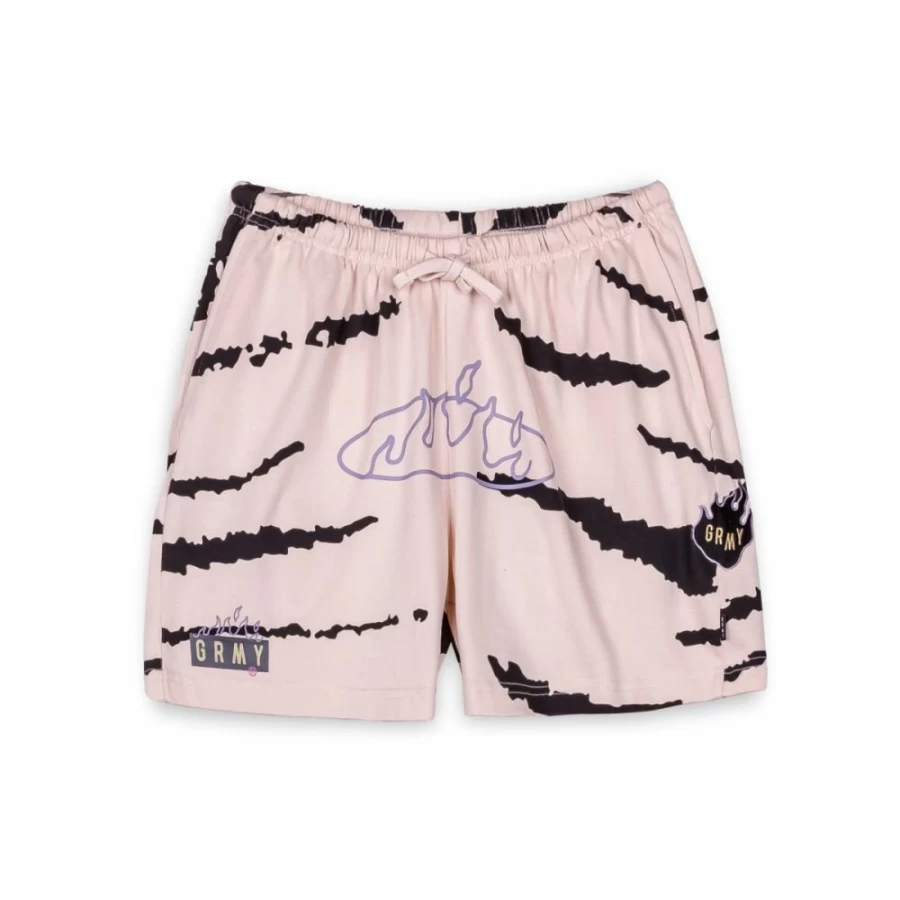 Grimey Cloven Tongues Print Sweatshorts for Men & Women - Cream Color Summer 2023 Casual Shorts